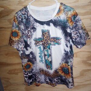 Women's Bleached Sunflower Bible Tshirt Large